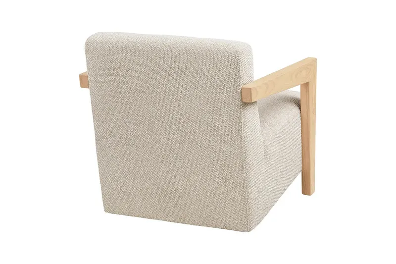 Fauteuil avec accoudoirs en Chêne et Tissu Beige CARACAS - 88 x 72 cm