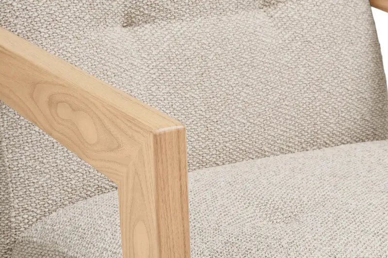 Fauteuil avec accoudoirs en Chêne et Tissu Beige CARACAS - 88 x 72 cm