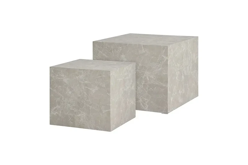 Table Basse Gigogne en Effet Marbre Beige PRAGUE - H : 36/40cm