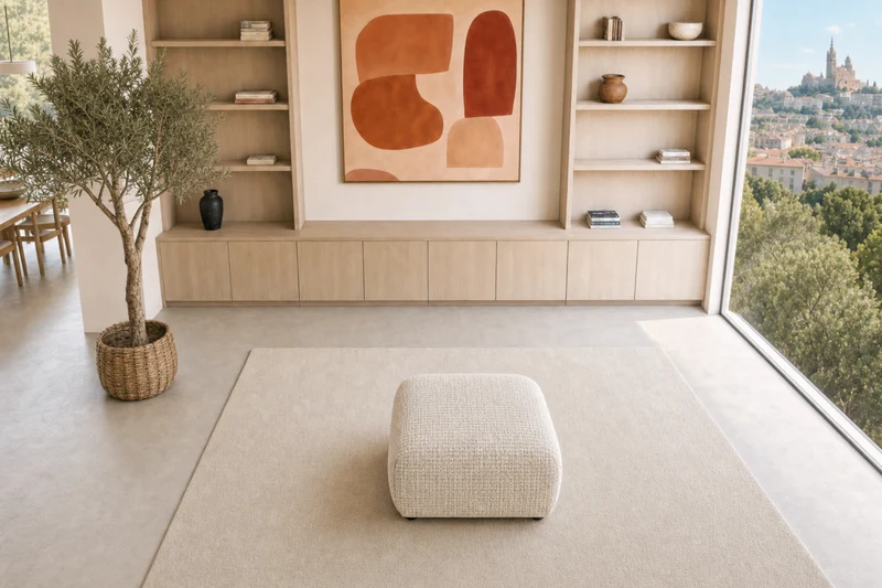 ROSALIE POUF - Tissu chenille