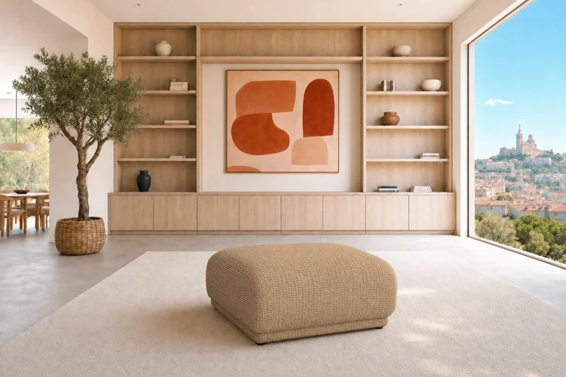 ROSALIE POUF - Tissu chenille
