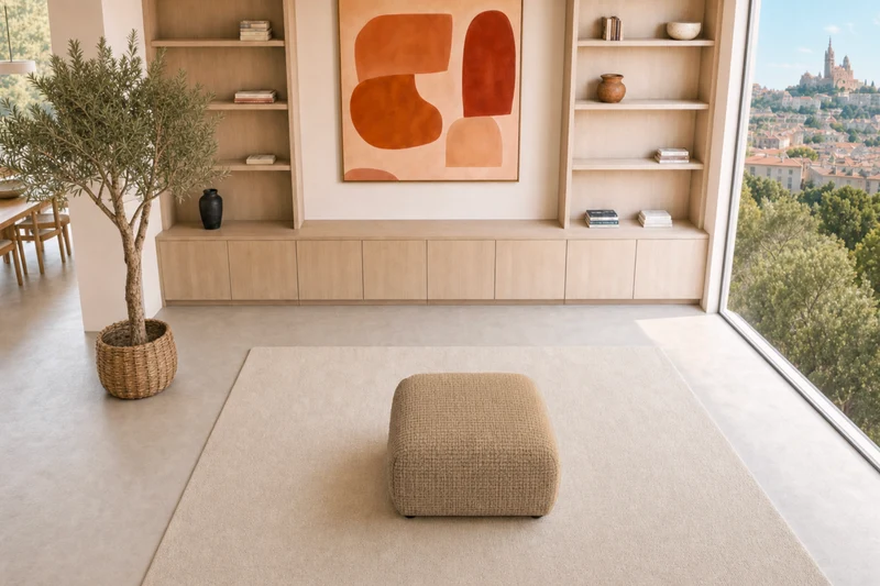 ROSALIE POUF - Tissu chenille