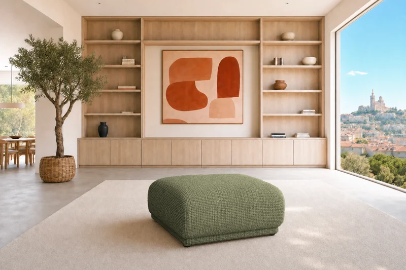 ROSALIE POUF - Tissu chenille