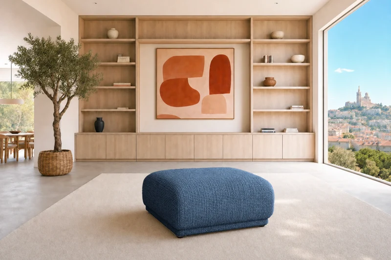 ROSALIE POUF - Tissu chenille
