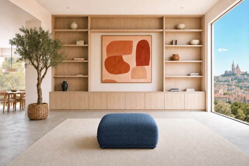ROSALIE POUF - Tissu chenille