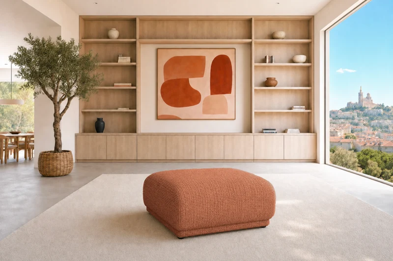 ROSALIE POUF - Tissu chenille