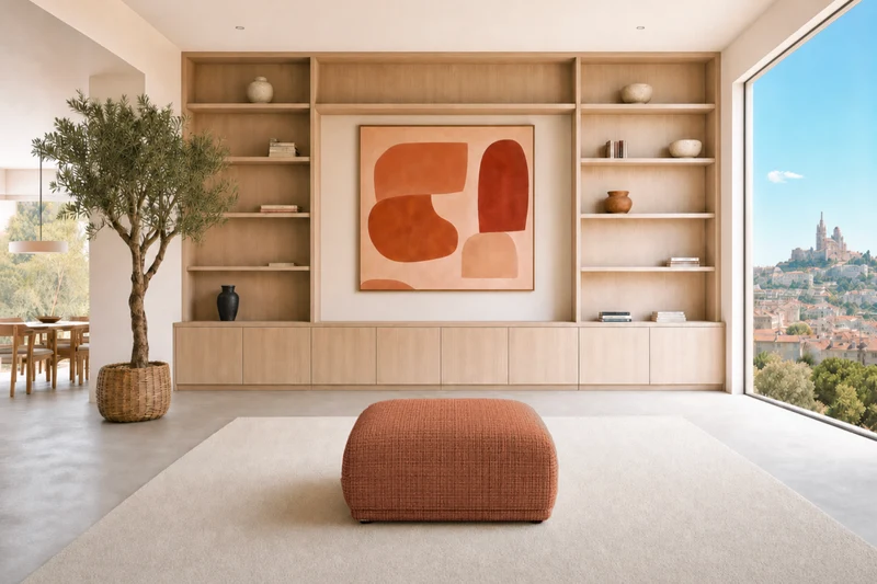 ROSALIE POUF - Tissu chenille