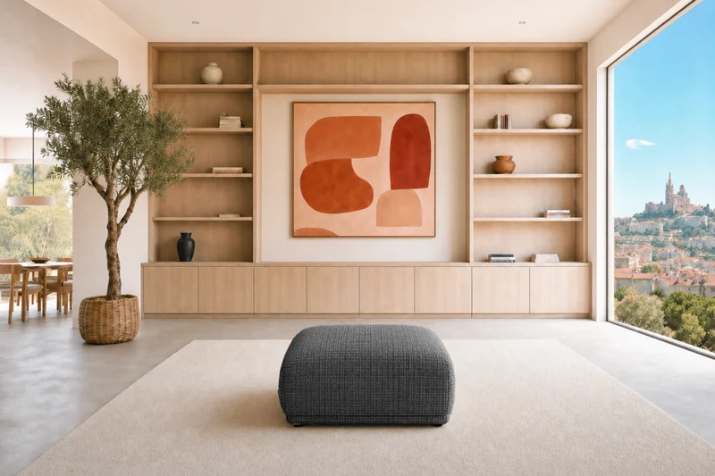 ROSALIE POUF - Tissu chenille