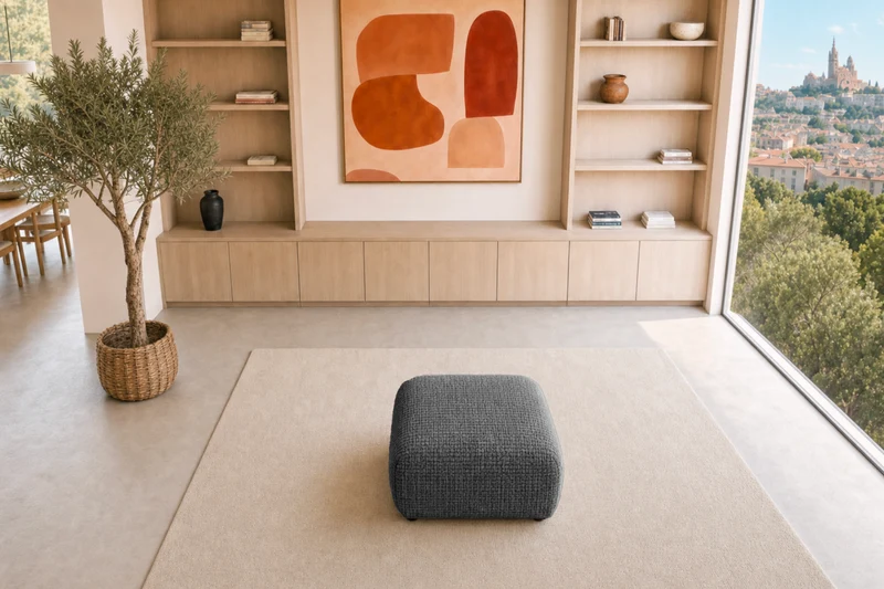 ROSALIE POUF - Tissu chenille