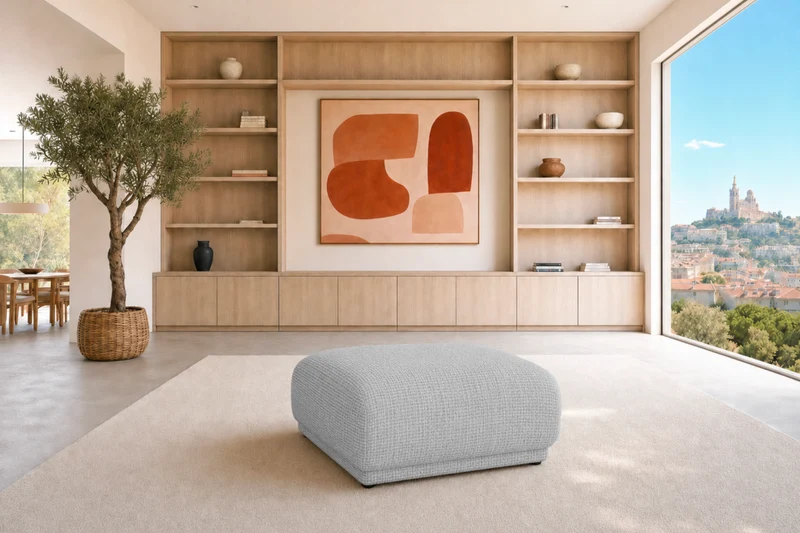 ROSALIE POUF - Tissu chenille