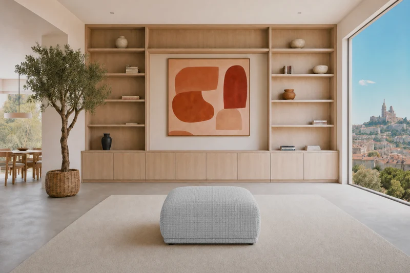 ROSALIE POUF - Tissu chenille