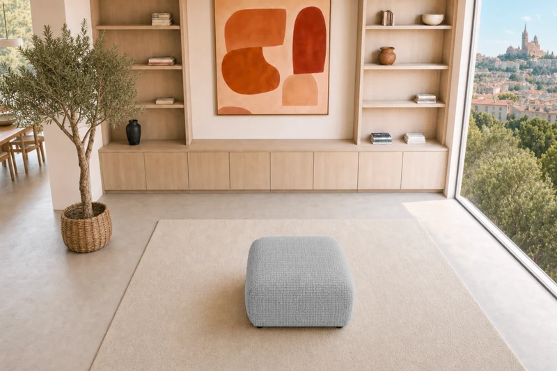 ROSALIE POUF - Tissu chenille