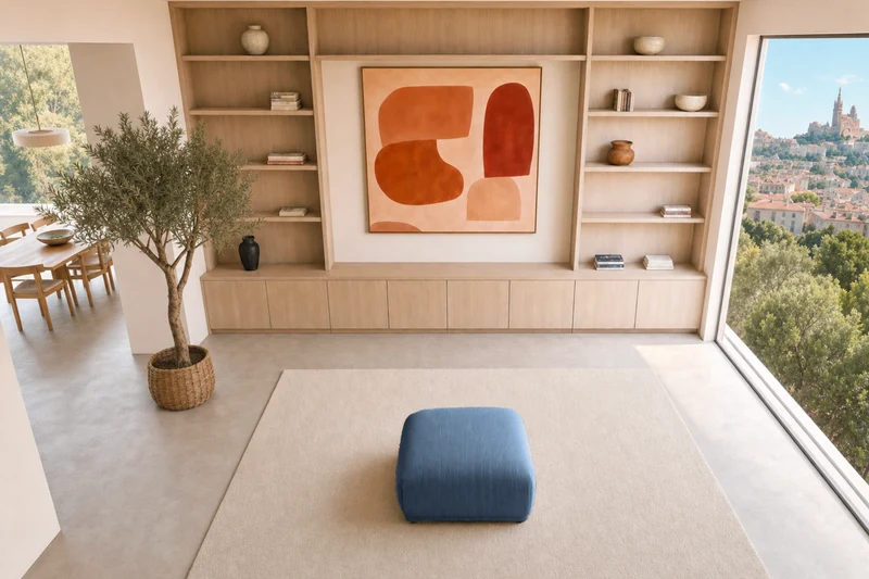 ROSALIE POUF - Petit velours côtelé
