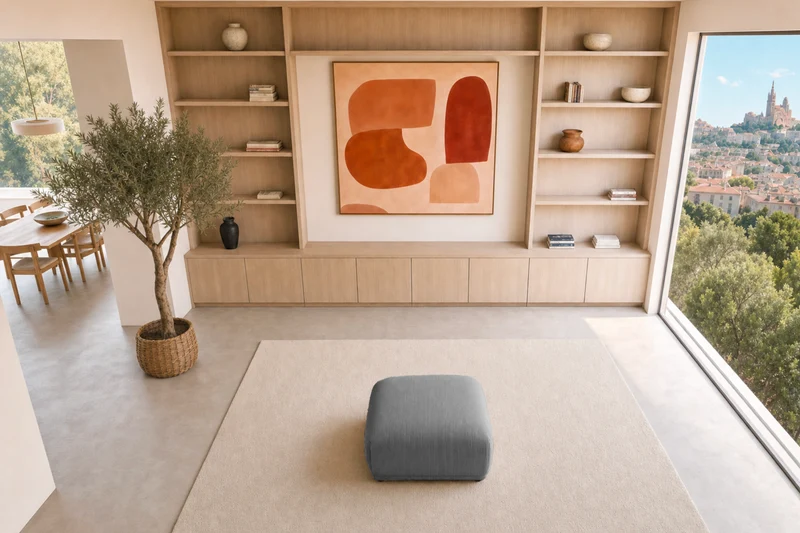 ROSALIE POUF - Petit velours côtelé