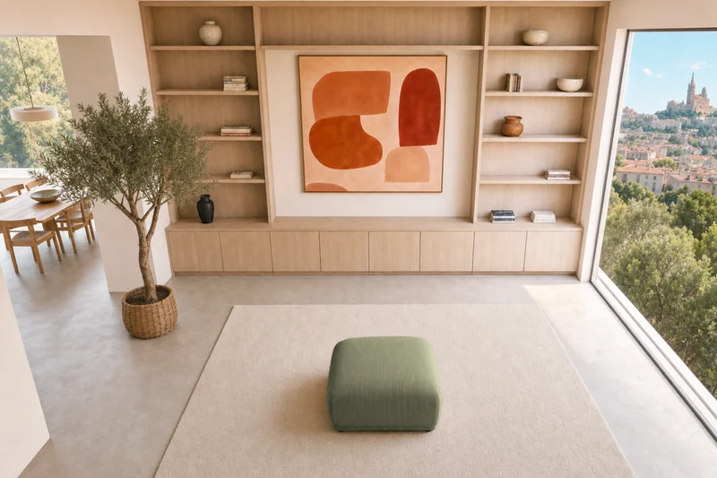 ROSALIE POUF - Petit velours côtelé