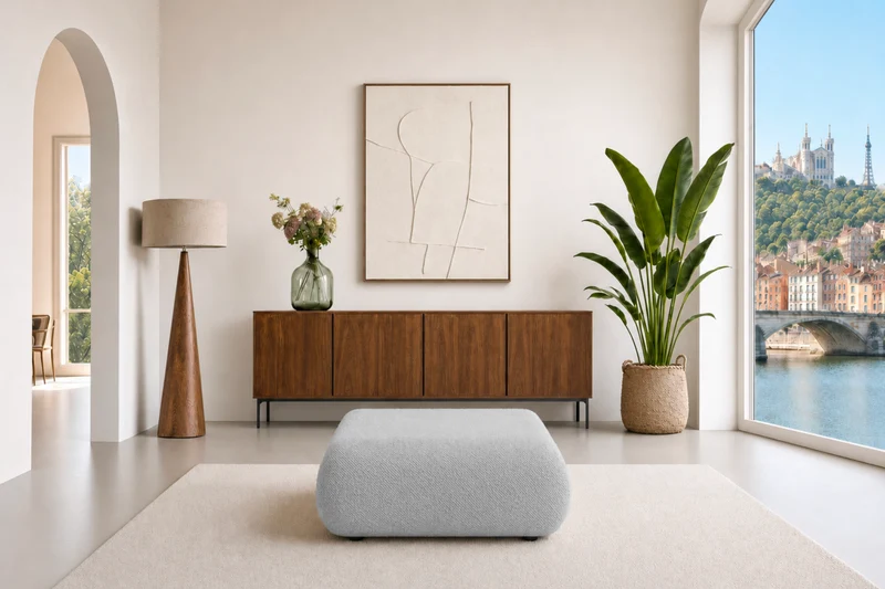 LEVI POUF - Tissu lisse