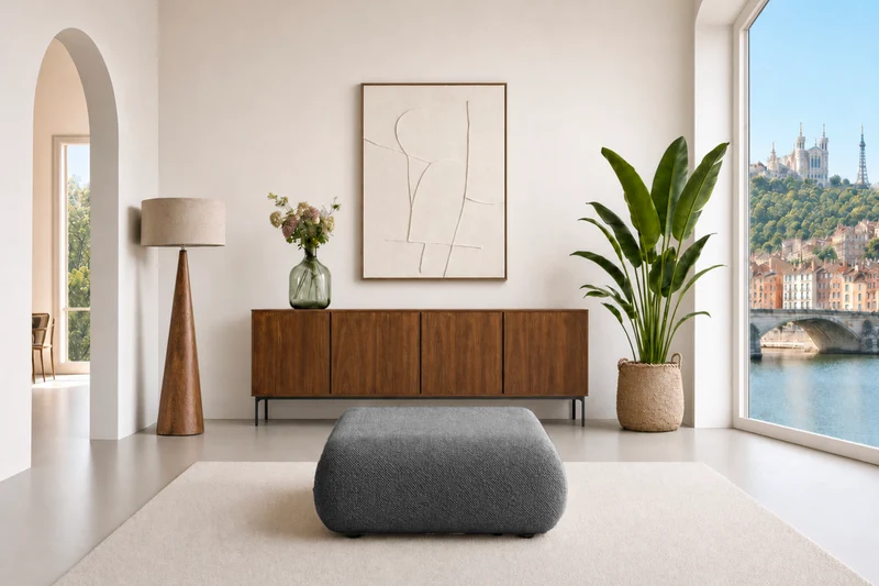 LEVI POUF - Tissu lisse