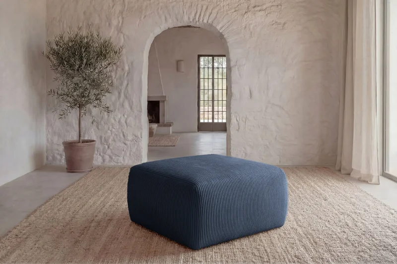ELIO POUF - Petit velours côtelé