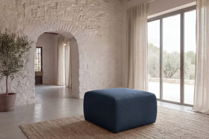 ELIO POUF - Petit velours côtelé