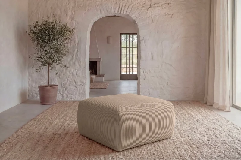 ELIO POUF - Petit velours côtelé