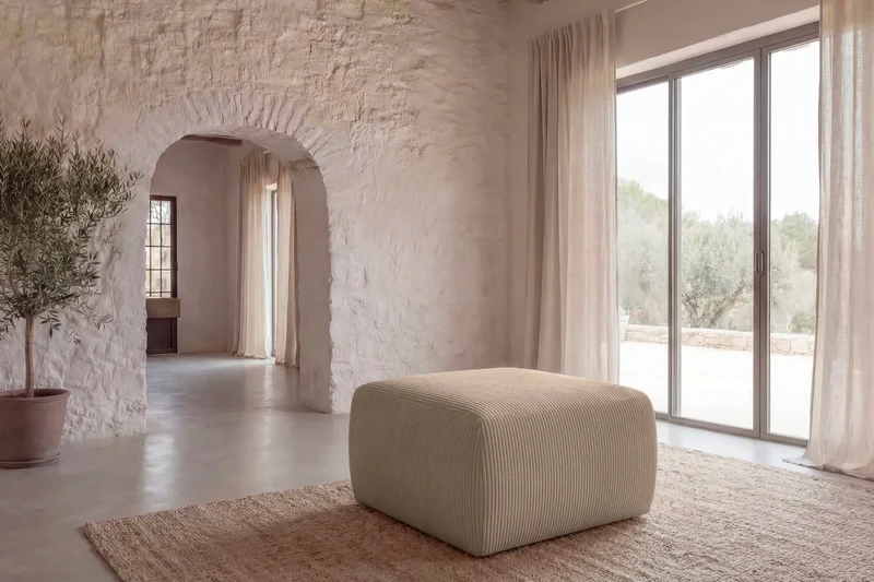 ELIO POUF - Petit velours côtelé