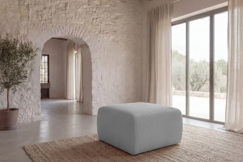 ELIO POUF - Petit velours côtelé