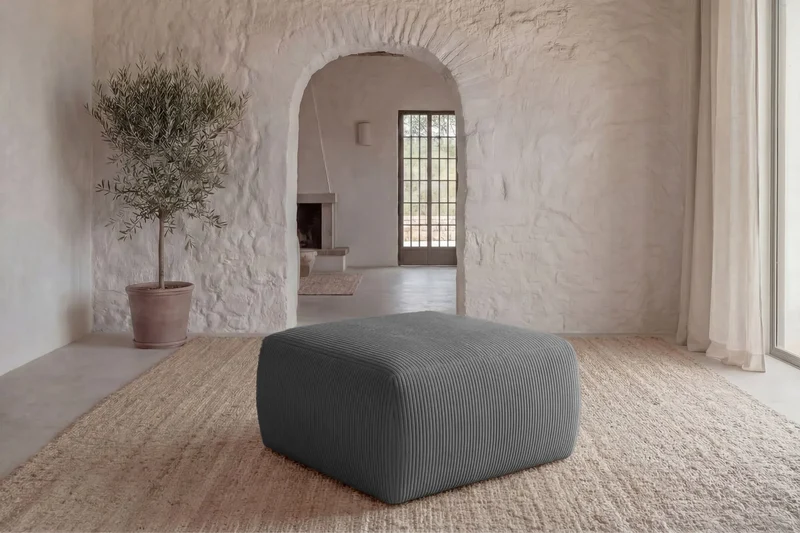 ELIO POUF - Petit velours côtelé