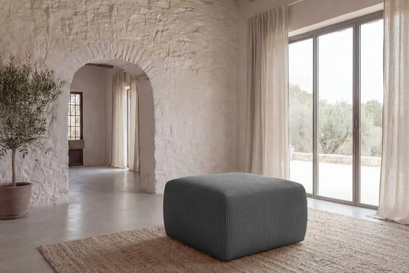 ELIO POUF - Petit velours côtelé