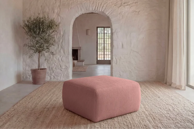 ELIO POUF - Petit velours côtelé