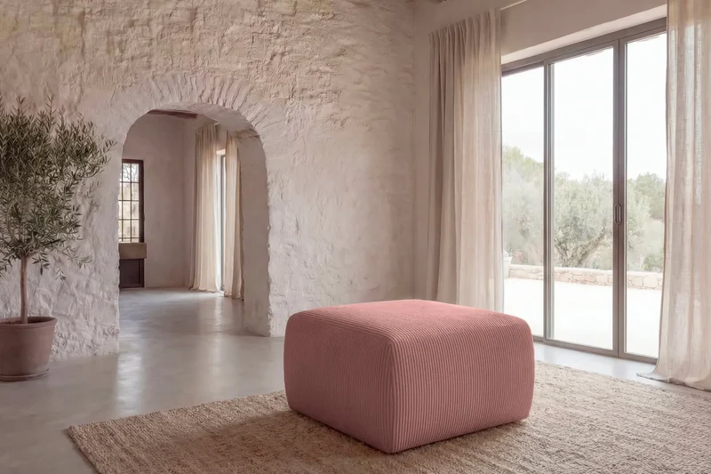 ELIO POUF - Petit velours côtelé