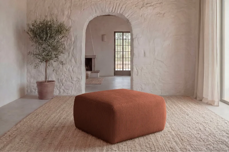 ELIO POUF - Petit velours côtelé