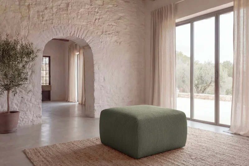 ELIO POUF - Petit velours côtelé