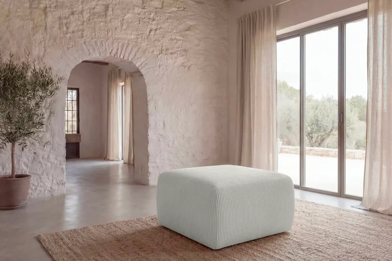 ELIO POUF - Petit velours côtelé
