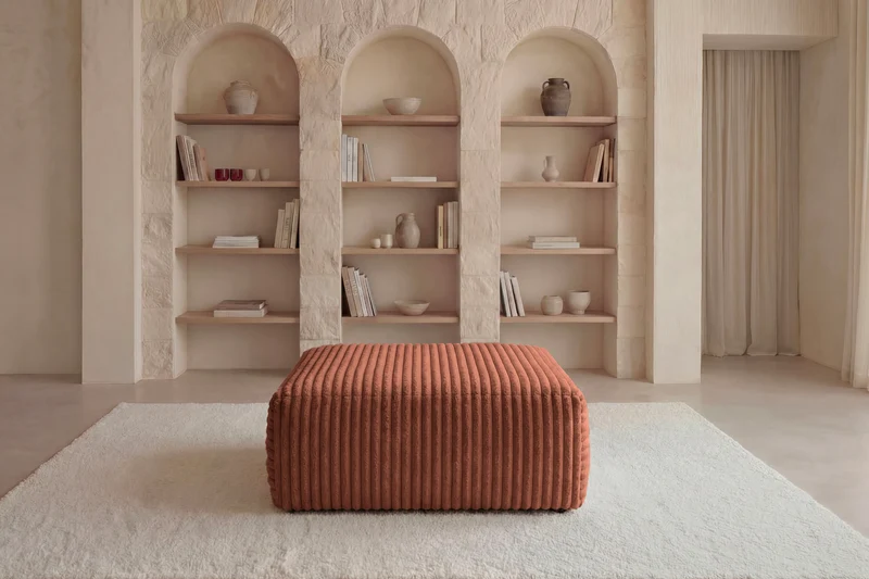 OLYMPE POUF - Gros velours côtelé