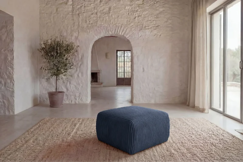 ELIO POUF - Gros velours côtelé