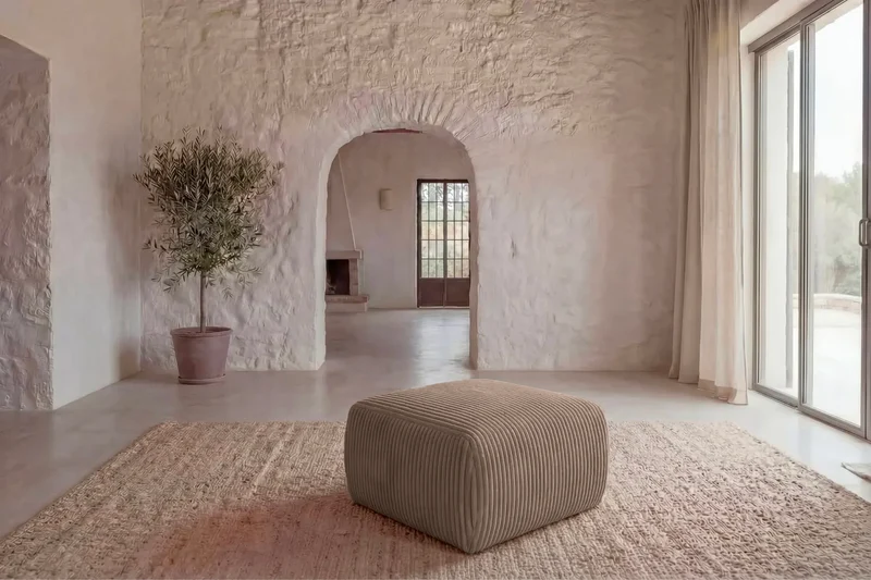 ELIO POUF - Gros velours côtelé