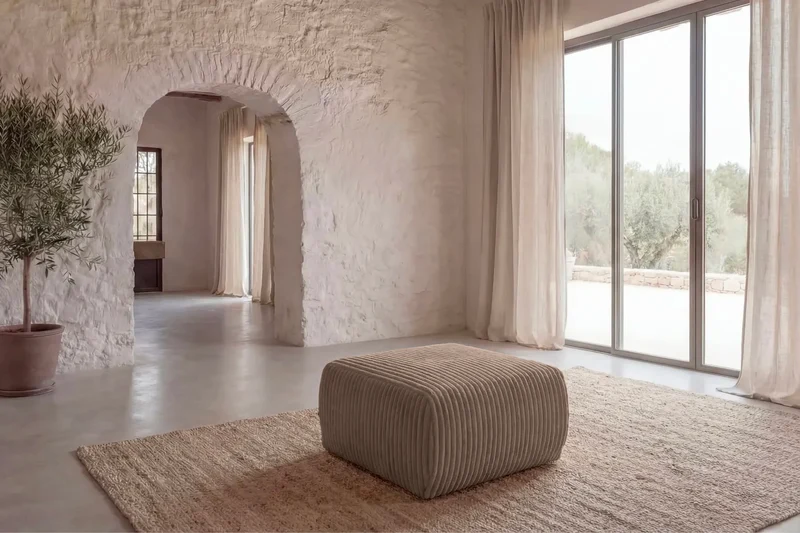 ELIO POUF - Gros velours côtelé
