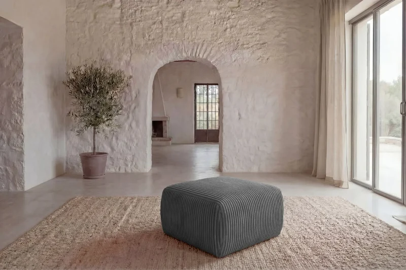 ELIO POUF - Gros velours côtelé