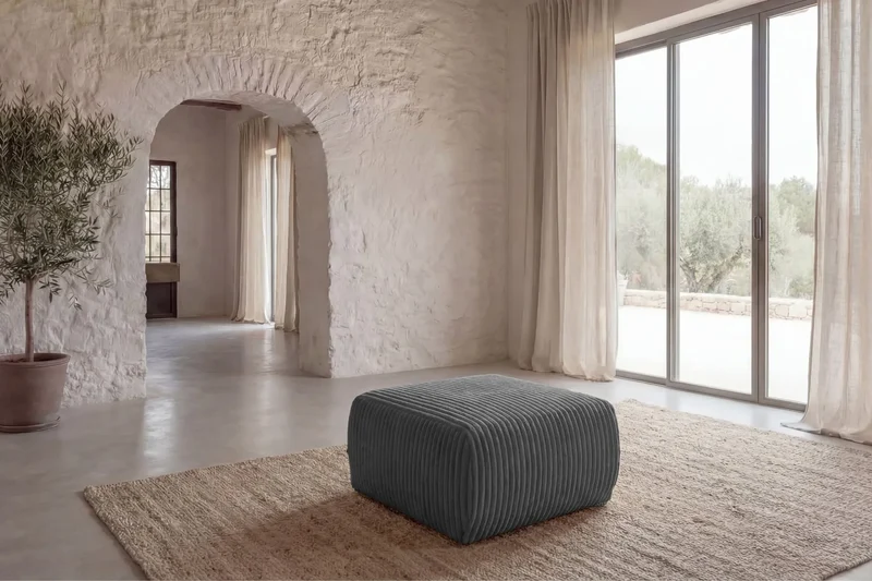 ELIO POUF - Gros velours côtelé