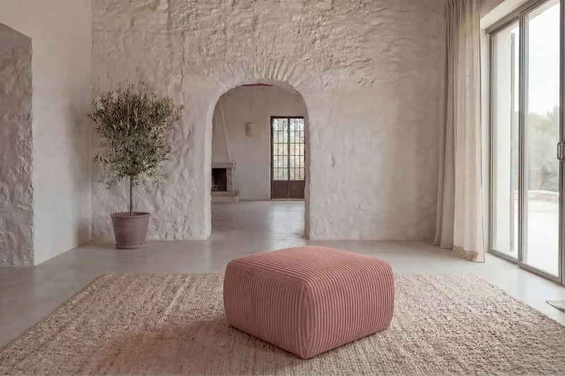 ELIO POUF - Gros velours côtelé