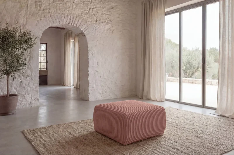 ELIO POUF - Gros velours côtelé