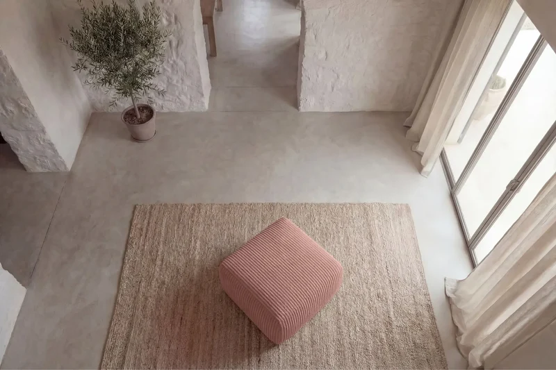 ELIO POUF - Gros velours côtelé