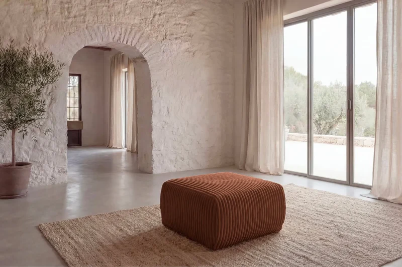 ELIO POUF - Gros velours côtelé