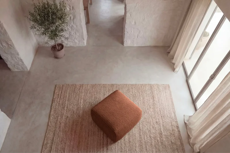 ELIO POUF - Gros velours côtelé