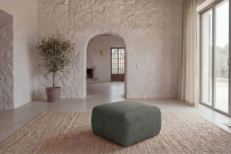 ELIO POUF - Gros velours côtelé