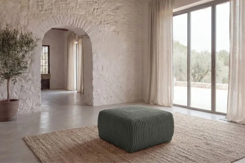ELIO POUF - Gros velours côtelé