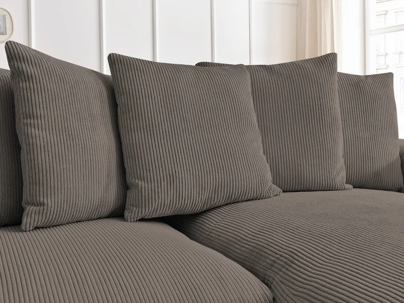 Canapé d'angle BOBOCHIC Voltaire convertible coffre taupe