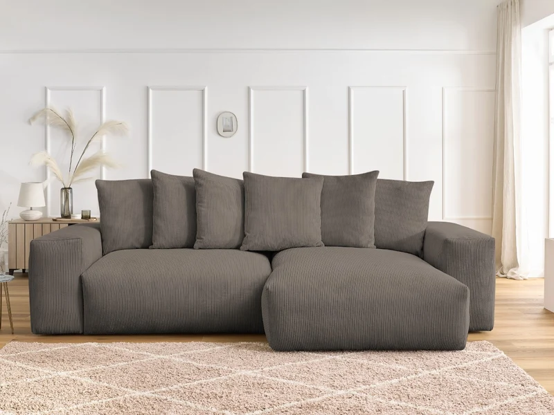 Canapé d'angle BOBOCHIC Voltaire convertible coffre taupe