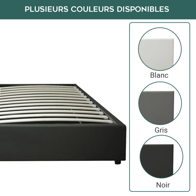 Lit coffre ouverture latérale et frontale simili cuir noir - Collection Parallèle