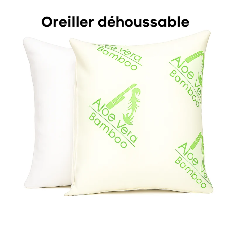 Oreiller aloe vera microfibre hypoallergénique, bambou - Collection Natura